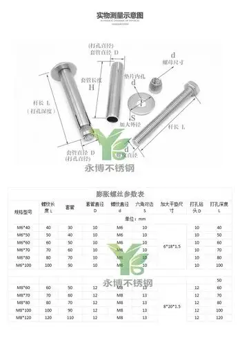 定制正宗304不锈钢内膨胀螺丝内膨胀螺栓外六角内膨胀螺丝m6m8m10m12