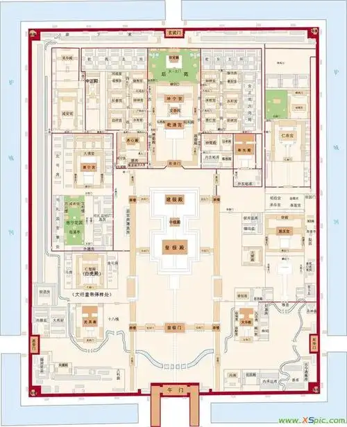 谁能提供一下明朝时北京故宫的平面图,要标明宫殿名