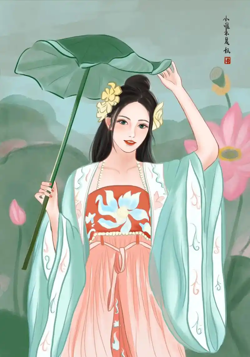 国风美女 汉服美女插画.素材参考:抱走柒柒7815#procre - 抖音