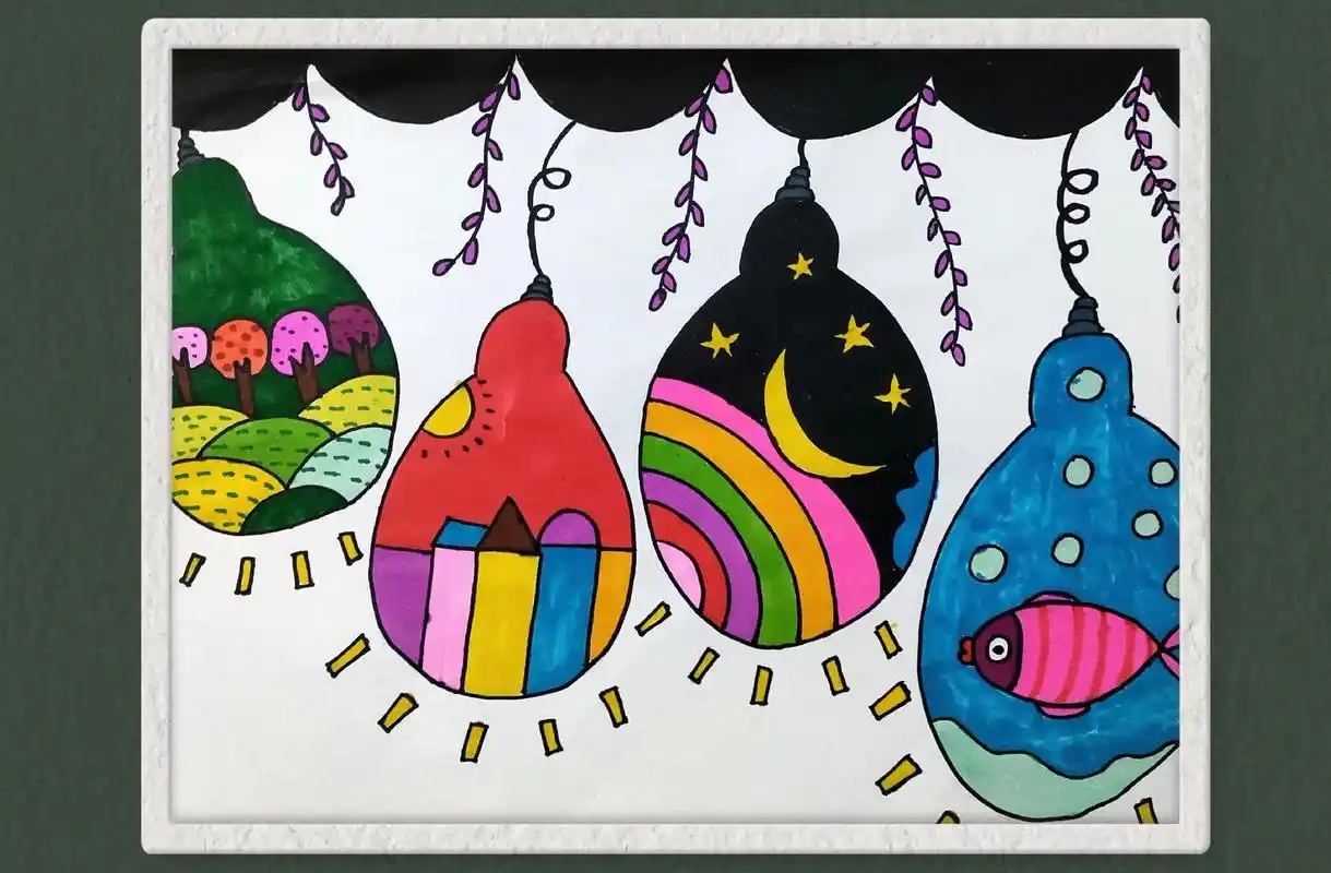 灯泡主题简笔画,超级简单,你想在灯泡里添些什么装饰画呀,一起 - 抖音