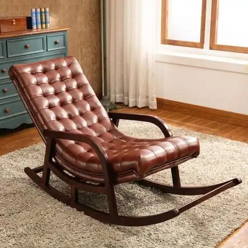 美式实木摇椅懒人北欧休闲逍遥椅家用成人午睡沙发躺椅阳台老人椅