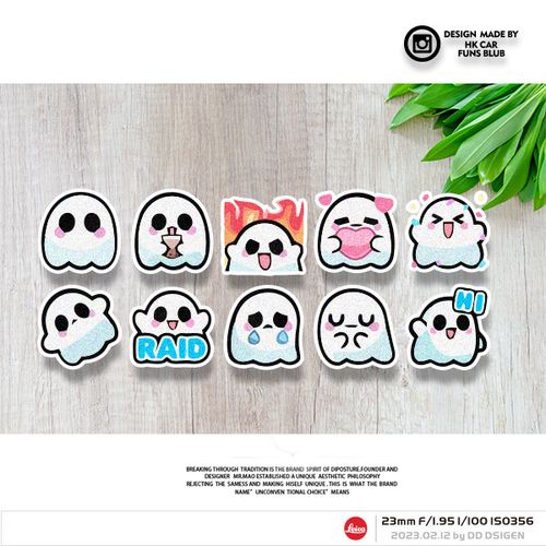 可爱q版卡通小幽灵趣味反光套贴汽车摩托电动车自行车划痕防水贴