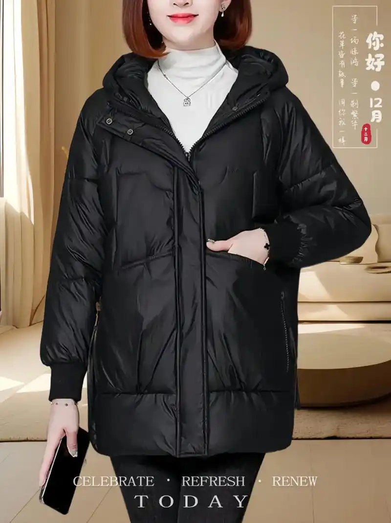 冬季新款中长款时尚宽松棉服外套棉袄