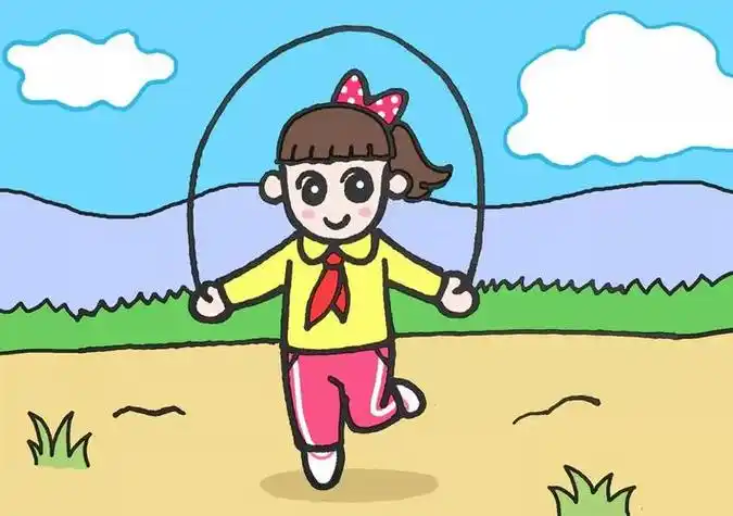 运动的一天儿童简笔画彩色