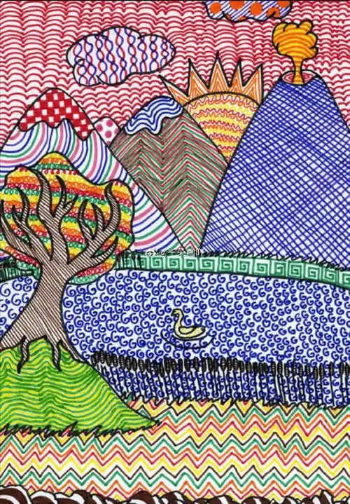 线条的创意#儿童画素材##儿童画教程#来源:一朵画吖