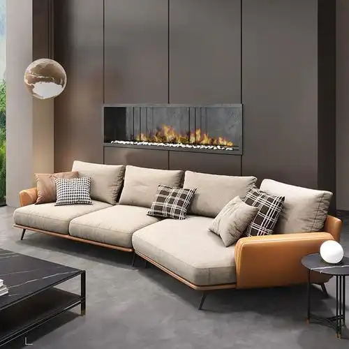 北欧极简设计师创意现代客厅转角轻奢异形贵妃小户型组合棉麻沙发