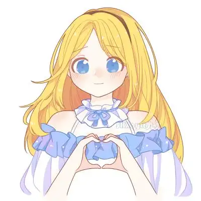 比心/萝莉/蓝色系/蓝眼睛/透明感/森系/呆毛/黄头发/半身/头像/女头