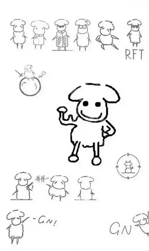 易烊千玺的小羊简笔画,卡通_大山谷图库