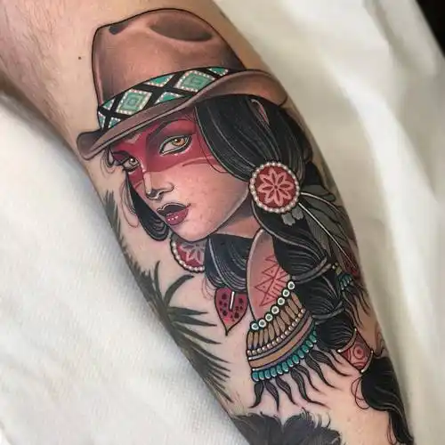 小臂newschool美女纹身图案 (2)