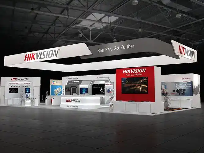hikvision现代新颖国外展会展位展点展台3d效果图设计