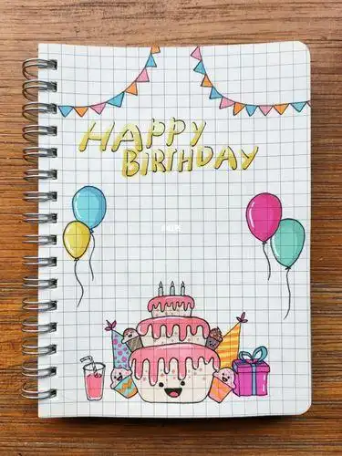 nov166手帐生日气球蛋糕简笔画