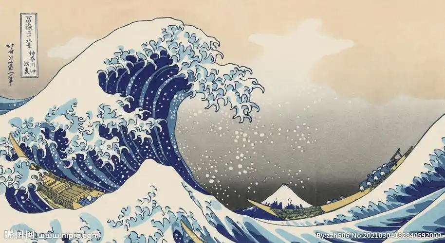 日式海浪背景图