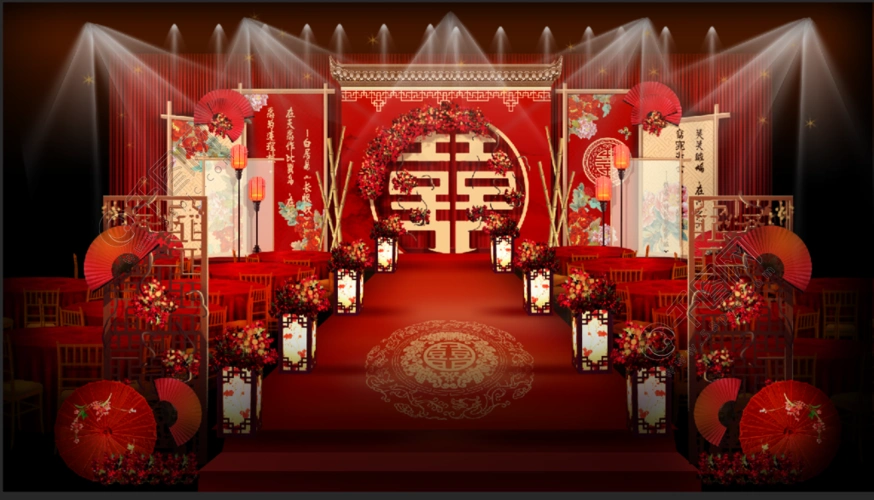 中式婚礼中国风效果图设计图免费下载_3518像素_psd格式_编号32825582