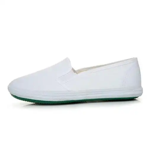 春夏秋款白色男女儿童同款帆布鞋工厂工作白布鞋一脚蹬小白鞋布鞋