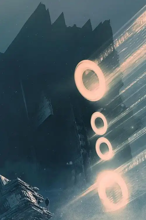 科幻,岩石,人,光