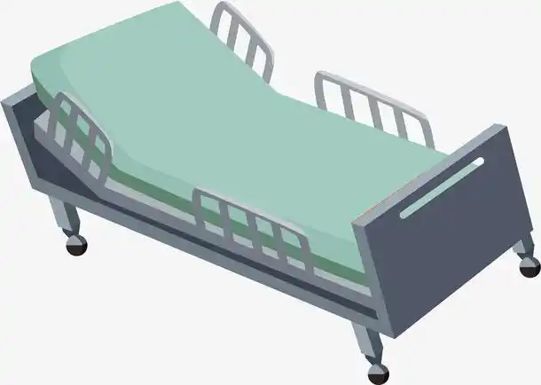 卡通手绘医院绿色病床