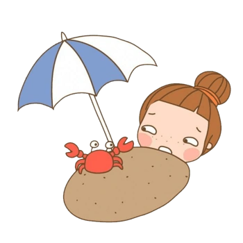 看螃蟹的女孩太阳伞