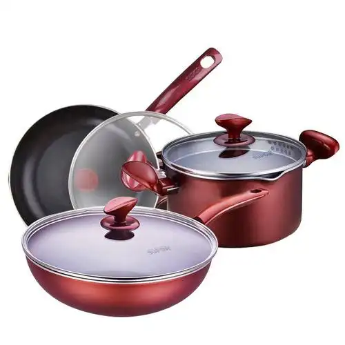 苏泊尔supor t1003q火红点溢彩三件套炒锅煎锅汤锅套装锅套锅组合