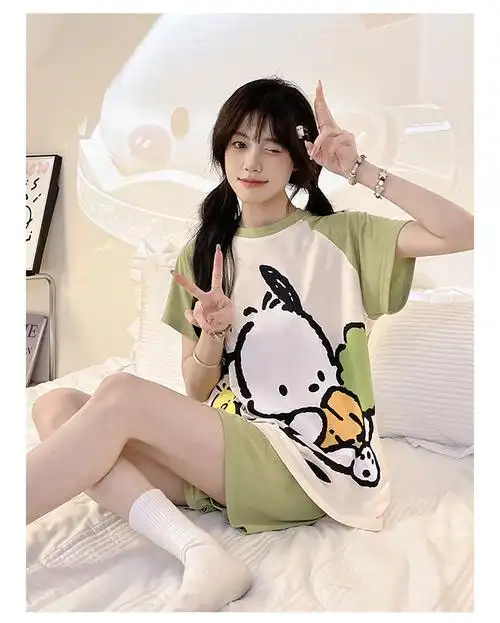 夏季少女莫代尔睡衣套装小个子家居服青少年大学生棉