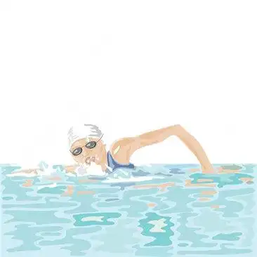 游泳的人手绘素材