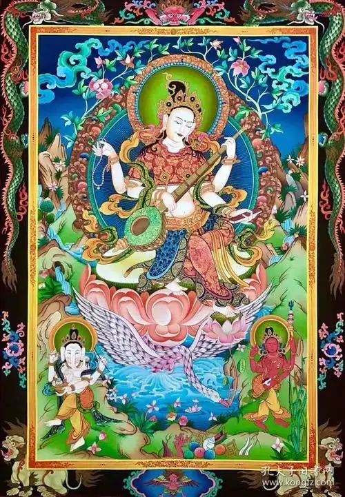 《妙音天女》高端纽瓦丽唐卡来自世界上最古老的唐卡民族 名家大师