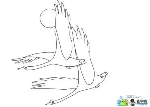 天鹅展翅飞翔简笔画