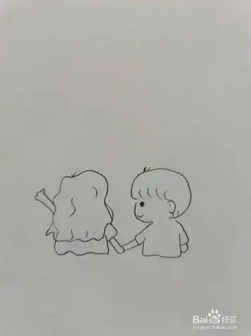 情侣简笔画一男一女背影(简笔画情侣小人一男一女合影) -【爱个性】