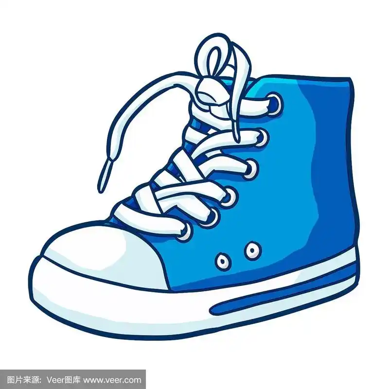 卡通,时尚,蓝色,运动鞋,绘画插图