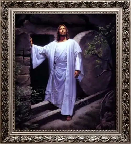 手绘现代简约高档人物宗教耶稣自画像装饰客厅走廊油画