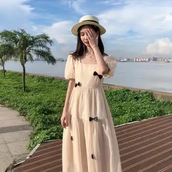 女生小仙女夏天穿的裙子潮流好看法式甜美温柔公主风连衣裙女装夏季