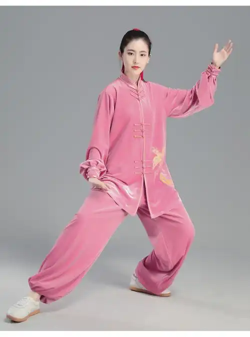 太极服女南韩绒太极服秋冬加厚2021新款凤凰图案服装金丝绒太极拳练功