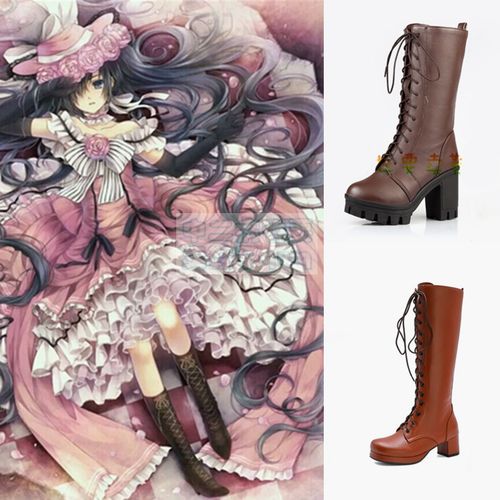 动漫黑执事女装夏尔知更鸟cosplay服日系洋装长靴cos鞋子靴子