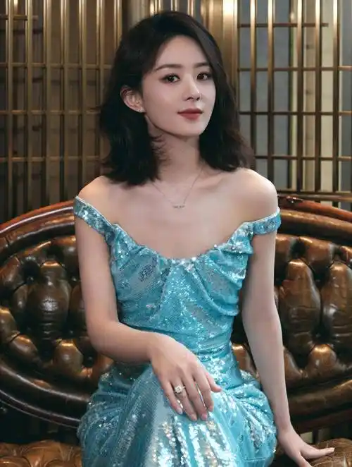 赵丽颖人鱼公主造型写真,身穿湖蓝色亮片长裙,波浪飘逸优雅_时尚_照片