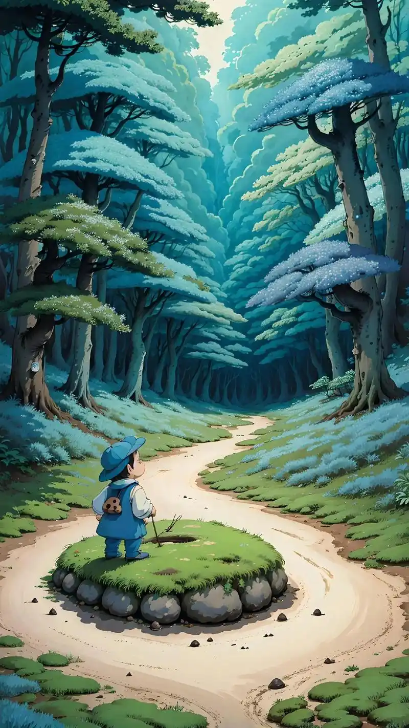 当只有一条路时,只能勇敢走下去!护眼宫崎骏风格壁纸插画#抖音 - 抖音