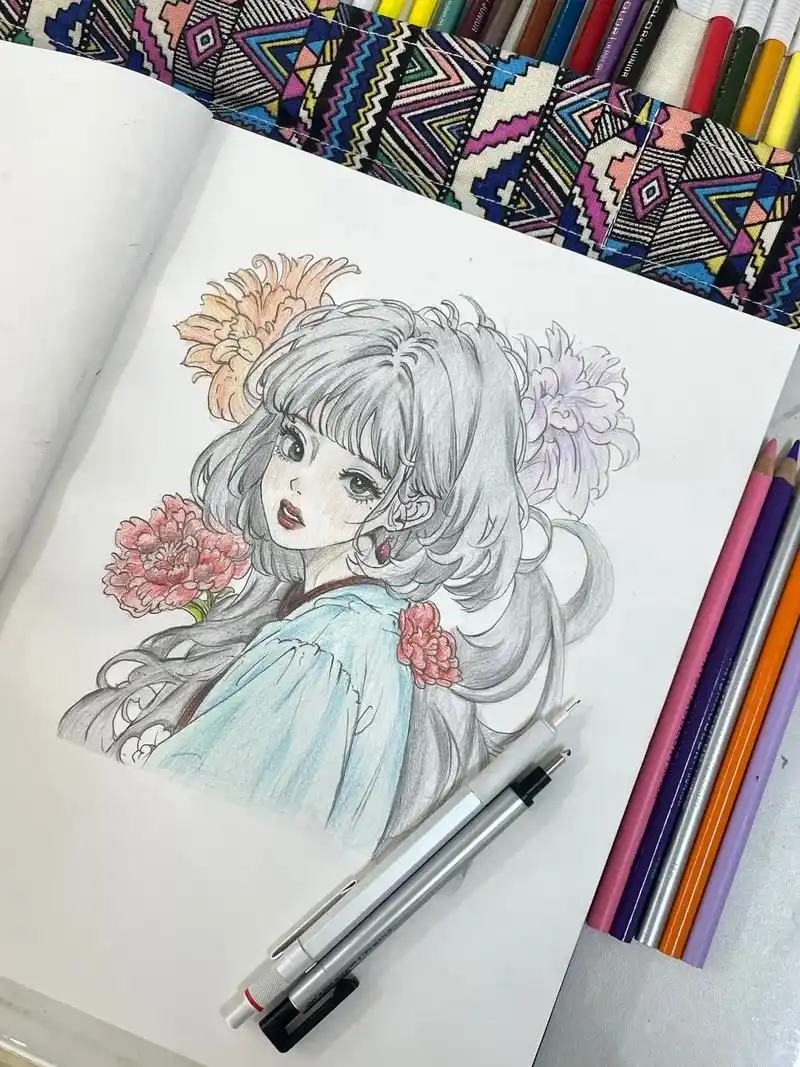 彩铅 #手绘动漫人物 #画画🎨 热爱是生活的一部分💕 - 抖音