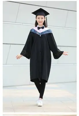 学士服工科毕业礼服学位服本科毕业礼服 女粉色文理工科帽子 学士服