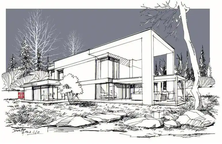 建筑效果图线稿