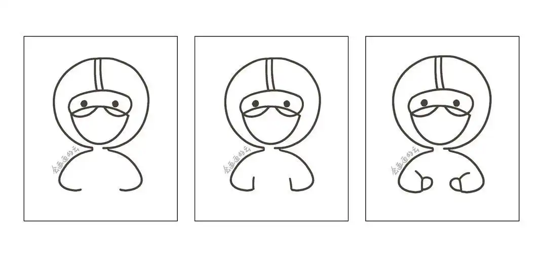 白衣天使简笔画戴口罩穿防护服一二三四年级的疫情绘画