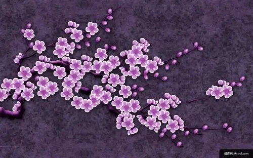 淡紫梅花灰色背景古风国画中国风背景