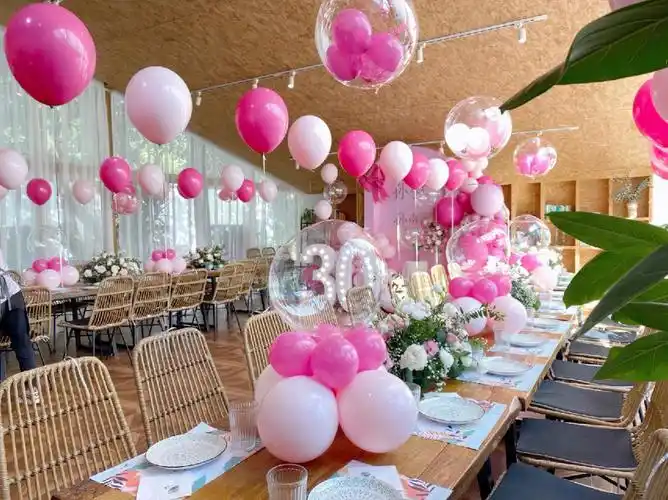 粉色系成人生日宴布置