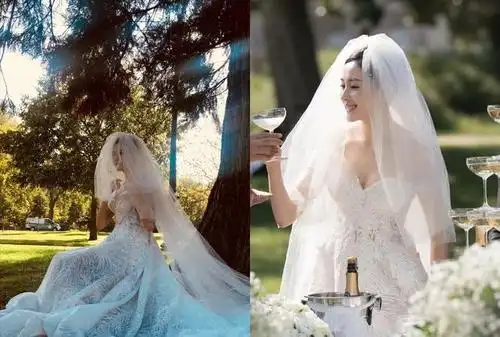 张天爱街头拍婚纱照,小清新又随意洒脱