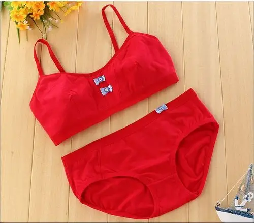 女 套装学生_8-12小学生内衣裤 13女大童本命年大红色吊带背心 三角裤