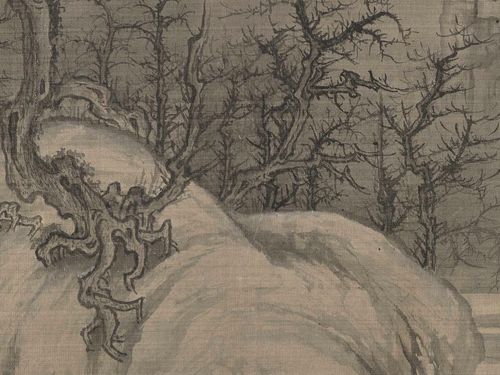 北宋王诜渔村小雪图卷真迹复制宋画山水画长卷国画