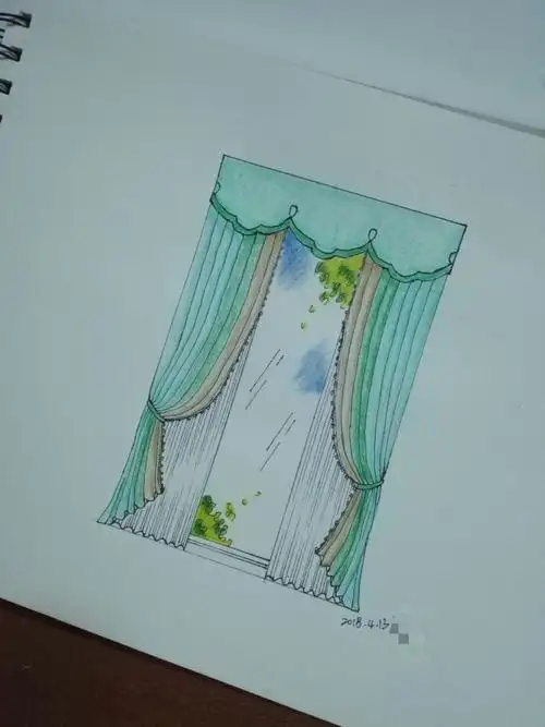 窗帘手绘