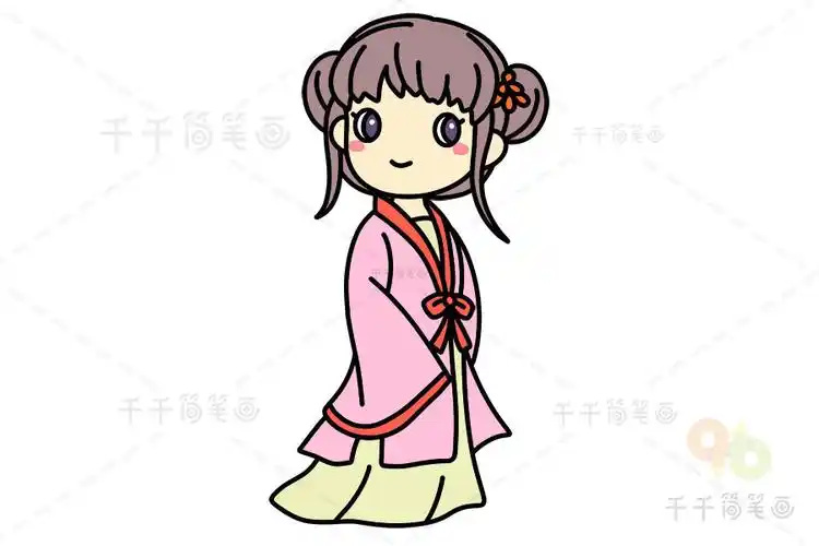 古代可爱女孩简笔画如何画