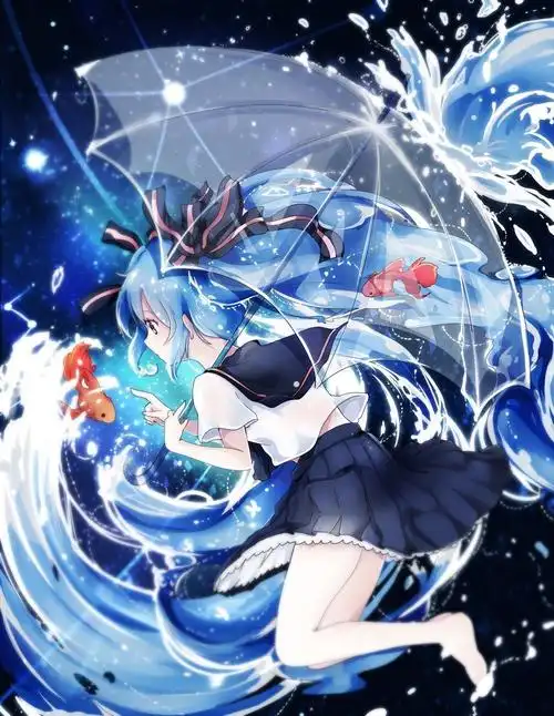 来一组二次元小清新风格蓝色系人物原画