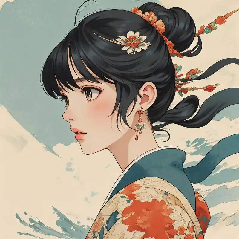 浮世绘风格头像90日系复古韵味