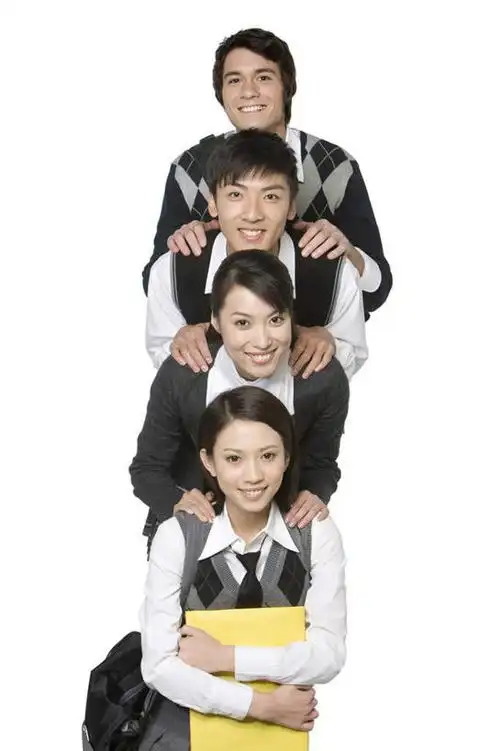 个人,学生,笑,微笑,露齿笑,竖图,正面,毛衣,制服,快乐,友谊,幸福,团队