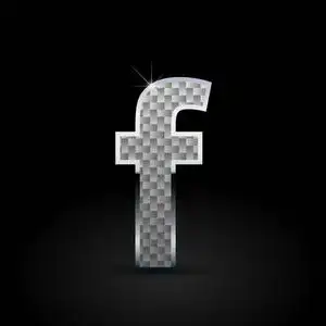 白色碳纤维字母 f 小写在黑色背景上照片