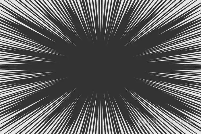 黑白径向线条漫画风格背景.漫画动作, 速度抽象.矢量插图